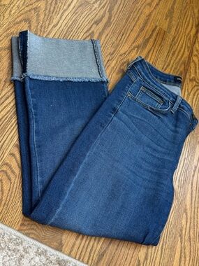 Just Black Denim Dark Blue Stretch cuffed ankle Jeans